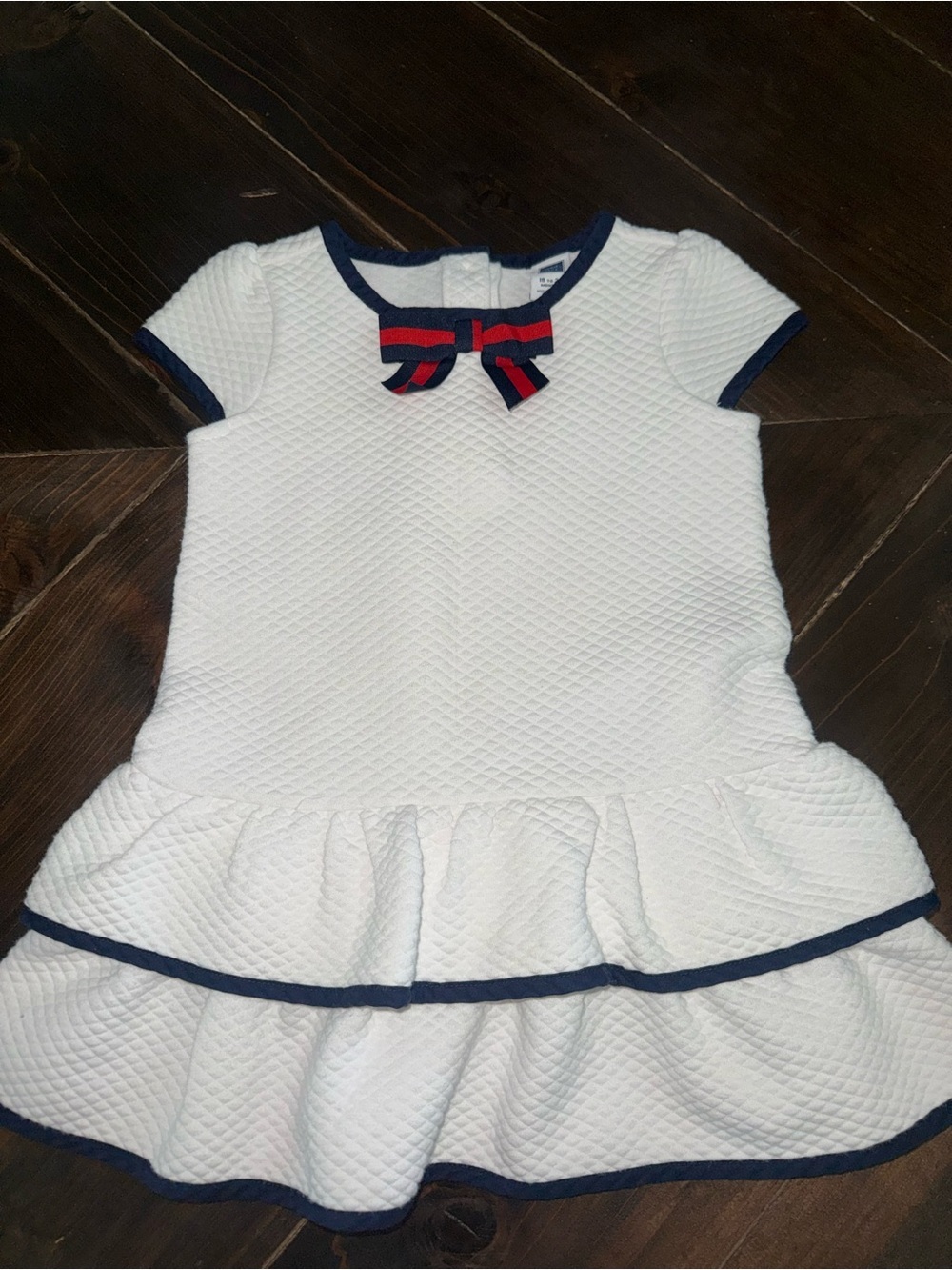 Janie and Jack Quilted Tiered Dress Red White Blue Size 18/24 Month